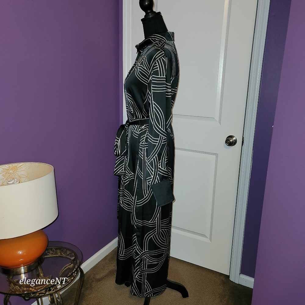 H & M Black and White Geometric Pattern Dress Sz: M NWT - Picture 8 of 13